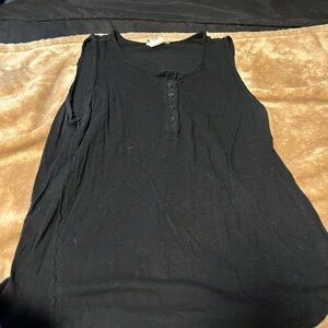Time and Tru Black Buttoned Tank Top